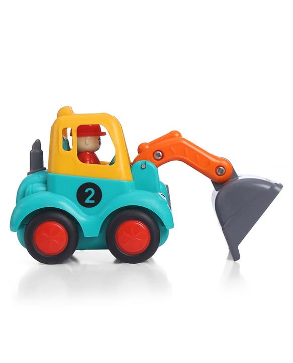 Babyhug Mini Builder Squad|Friction-Powered Construction Vehicles with Moving Parts|Fun & Interactive Engineering Toddler Play|Safe & Engaging |BIS|Pack of 4 (Digger/Bulldozer/Roller/Excavator)|2 yrs+