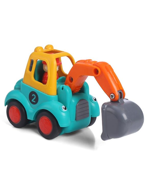 Babyhug Mini Builder Squad|Friction-Powered Construction Vehicles with Moving Parts|Fun & Interactive Engineering Toddler Play|Safe & Engaging |BIS|Pack of 4 (Digger/Bulldozer/Roller/Excavator)|2 yrs+