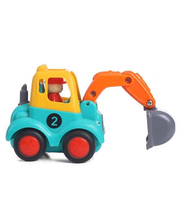 Babyhug Mini Builder Squad|Friction-Powered Construction Vehicles with Moving Parts|Fun & Interactive Engineering Toddler Play|Safe & Engaging |BIS|Pack of 4 (Digger/Bulldozer/Roller/Excavator)|2 yrs+