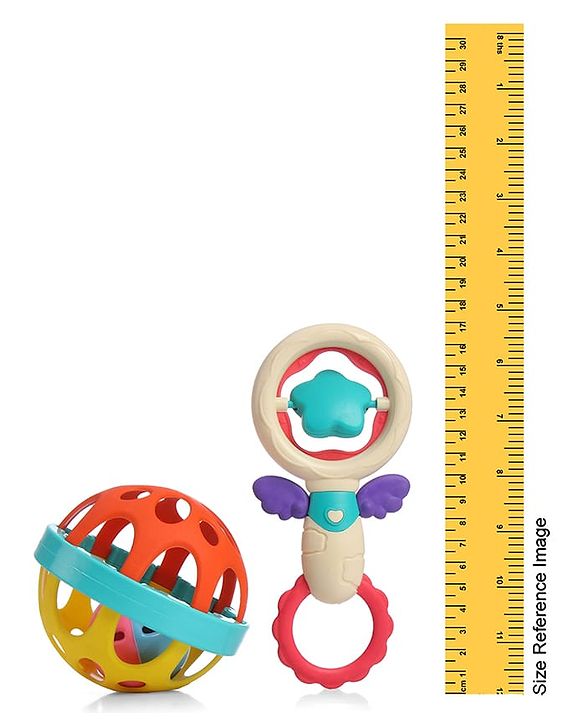 Babyhug Baby Rattles Pack of 2 | Bright Colors & Sounds|Promotes Motor Skills & Sensory Development|Fun & Engaging Toy|Safe, Non-Toxic|Improves Grasping Skill| Ideal Gift for 3+ Months | BIS Certified