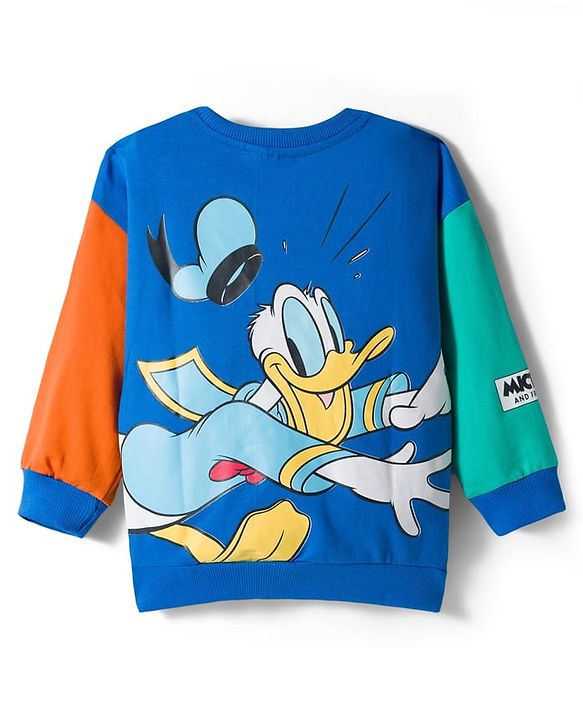 Babyhug Disney Terry Knit Full Sleeves Co-ords Sweatshirt & Lounge Pant Set with Mickey & Friends Graphic - Multicolor