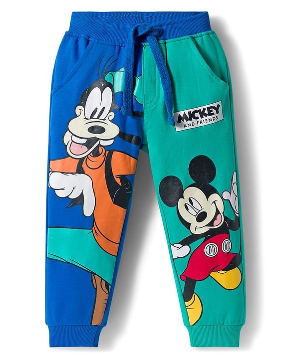 Babyhug Disney Terry Knit Full Sleeves Co-ords Sweatshirt & Lounge Pant Set with Mickey & Friends Graphic - Multicolor