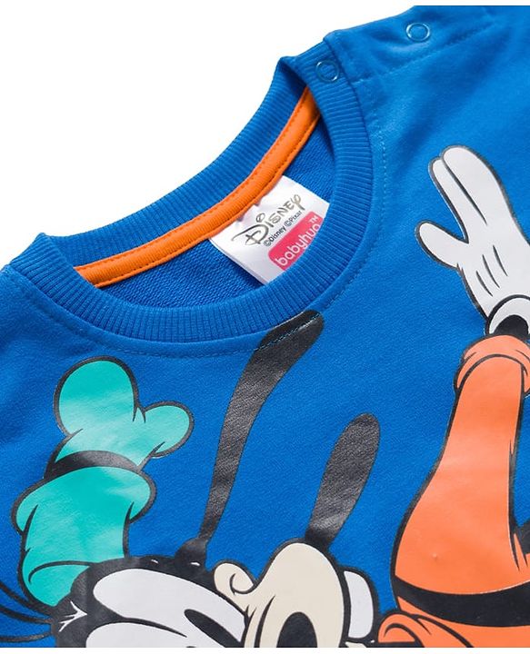 Babyhug Disney Terry Knit Full Sleeves Co-ords Sweatshirt & Lounge Pant Set with Mickey & Friends Graphic - Multicolor