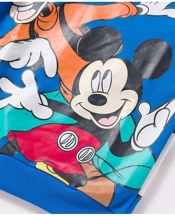 Babyhug Disney Terry Knit Full Sleeves Co-ords Sweatshirt & Lounge Pant Set with Mickey & Friends Graphic - Multicolor
