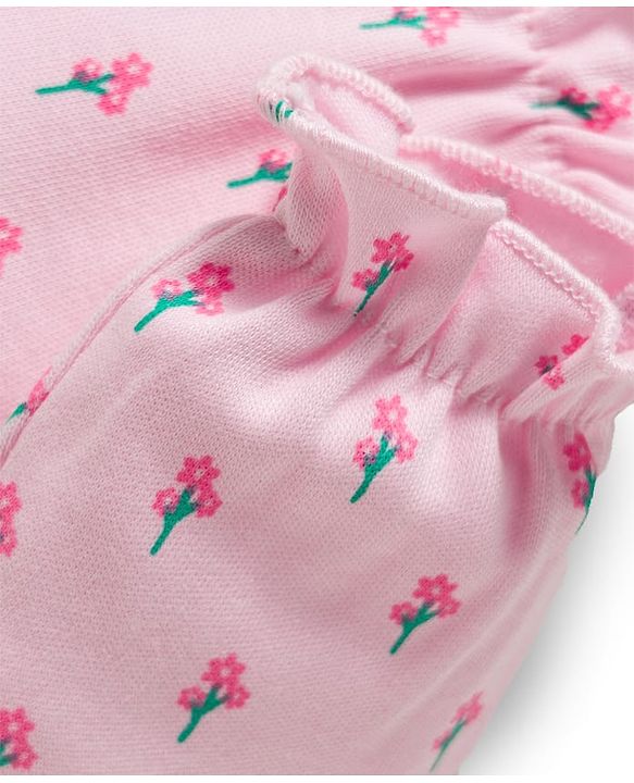 Babyhug 100% Cotton Mittens & Booties With Floral Print - Pink