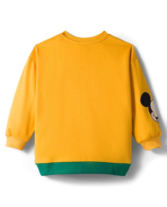 Babyhug Disney Terry Knit Full Sleeves Sweatshirt and Track Pant with Mickey Mouse Graphic - Yellow