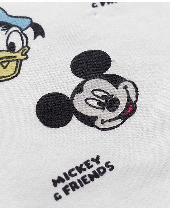 Babyhug Disney Terry Knit Full Sleeves Sweatshirt and Track Pant Set with Mickey Mouse Graphic - White & Red