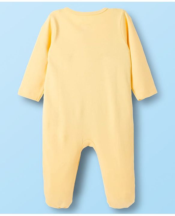 Babyhug Disney Interlock Knit Full Sleeves Footed Sleepsuit With Mickey & Friends Graphics Pack Of 2 - Yellow & White