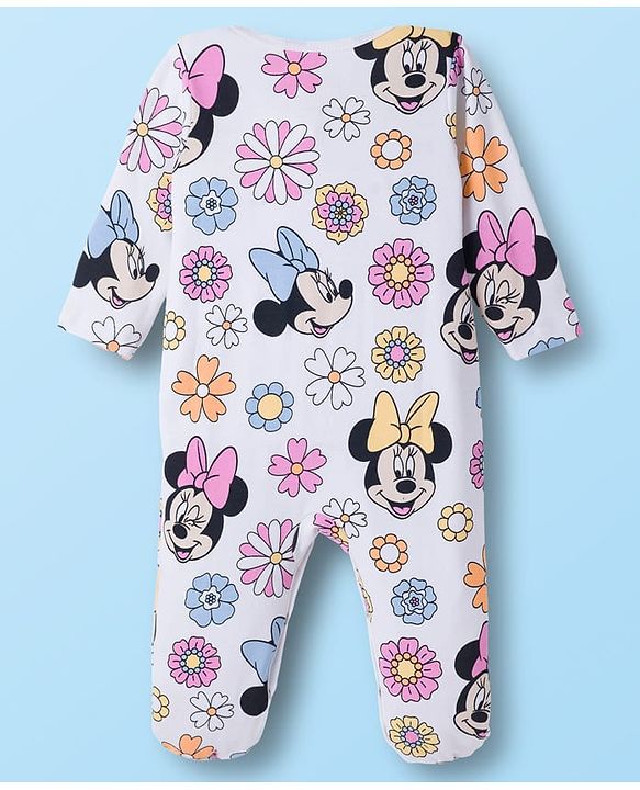 Babyhug Disney Interlock Knit Full Sleeves Footed Sleepsuit With Mickey & Friends Graphics Pack Of 2 - Yellow & White