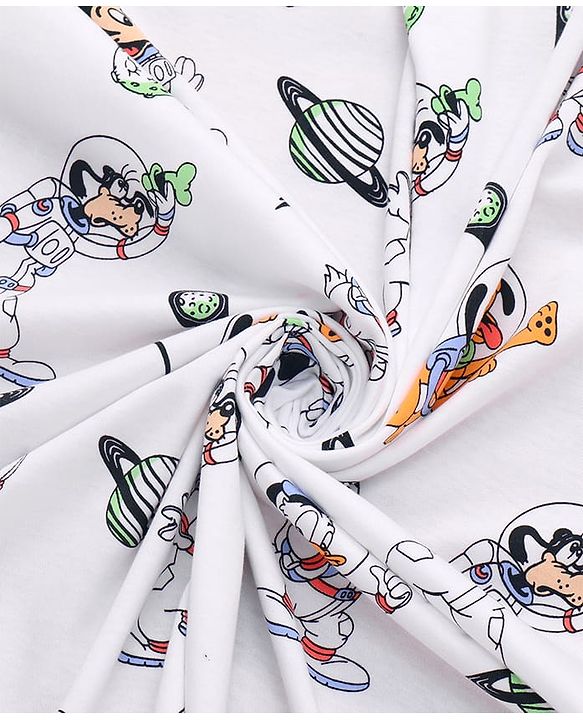 Babyhug Disney Interlock Knit Hooded Towel with Mickey & Friends Print L 76 x B 76 cm Pack Of 2 - White & Lavender