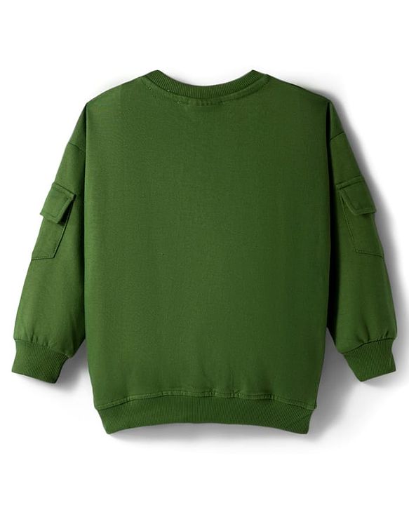 Babyhug Disney Terry Knit Full Sleeves Sweatshirt and Track Pant with Lion King Graphic & Badge Detailing - Olive Green