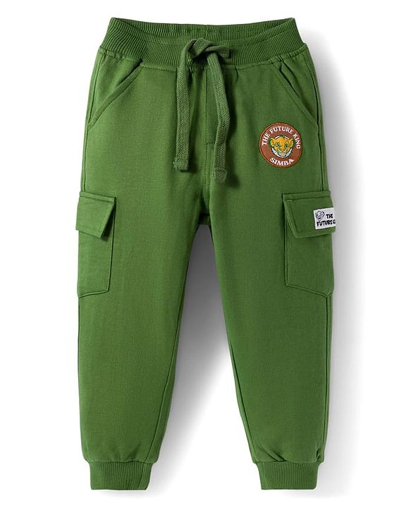 Babyhug Disney Terry Knit Full Sleeves Sweatshirt and Track Pant with Lion King Graphic & Badge Detailing - Olive Green