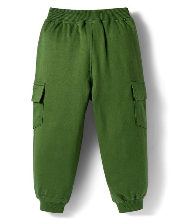 Babyhug Disney Terry Knit Full Sleeves Sweatshirt and Track Pant with Lion King Graphic & Badge Detailing - Olive Green