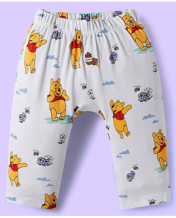 Babyhug Disney Interlock Knit Full Sleeves Onesie with Leggeing Set & Winnie the Pooh Graphic - Sea Green & White