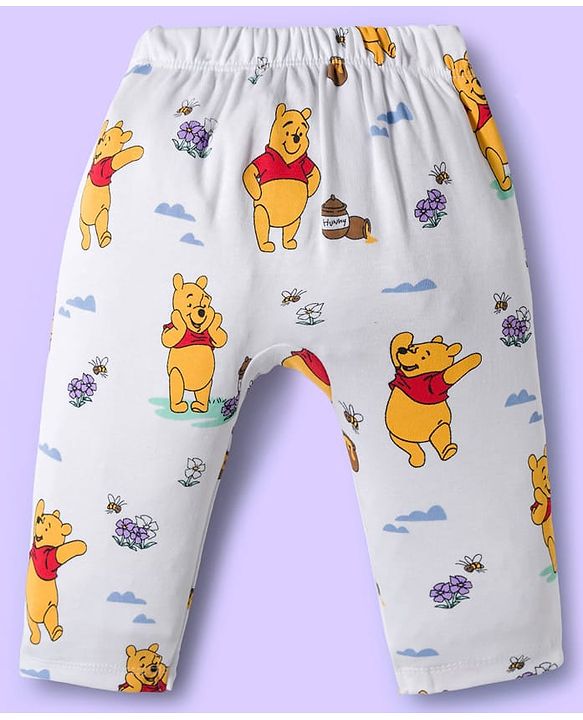 Babyhug Disney Interlock Knit Full Sleeves Onesie with Leggeing Set & Winnie the Pooh Graphic - Sea Green & White
