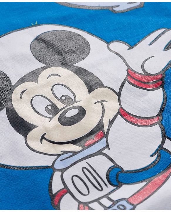 Babyhug Disney Terry Knit  Full Sleeves Sweatshirt and Track Pant with Mickey Mouse Graphic - Blue