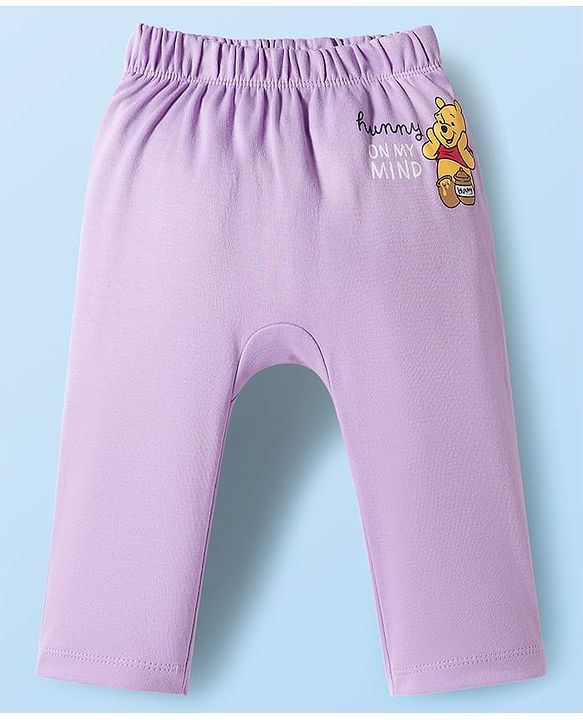 Babyhug Disney Interlock Knit Full Length Diaper Leggings with Winnie The Pooh Graphics Pack of 3 - White Light Green & Lilac