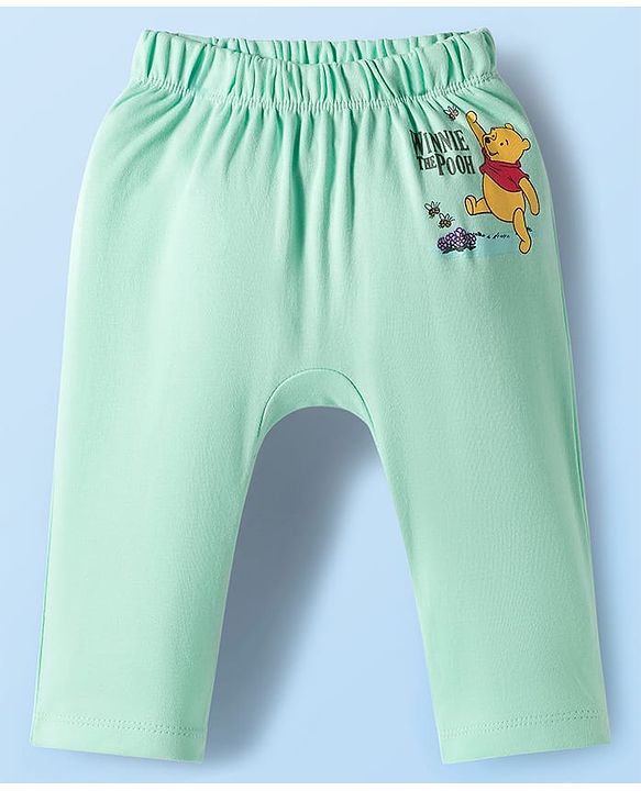 Babyhug Disney Interlock Knit Full Length Diaper Leggings with Winnie The Pooh Graphics Pack of 3 - White Light Green & Lilac