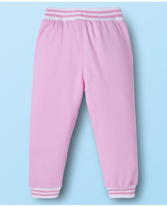 Babyhug Disney Terry Knit Drop Shoulder Full Sleeves Sweatshirt & Lounge Pant Set with Minnie Mouse Graphic - Pink