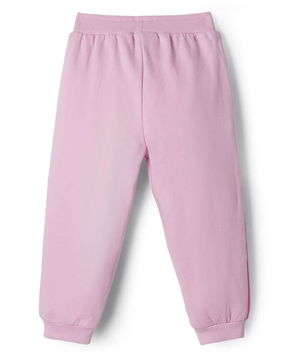 Babyhug Disney Terry Knit Full Sleeves Cut & Sew Sweatshirt & Lounge Pant Set with Minnie Mouse Graphic & Kangaroo Pocket - Pink