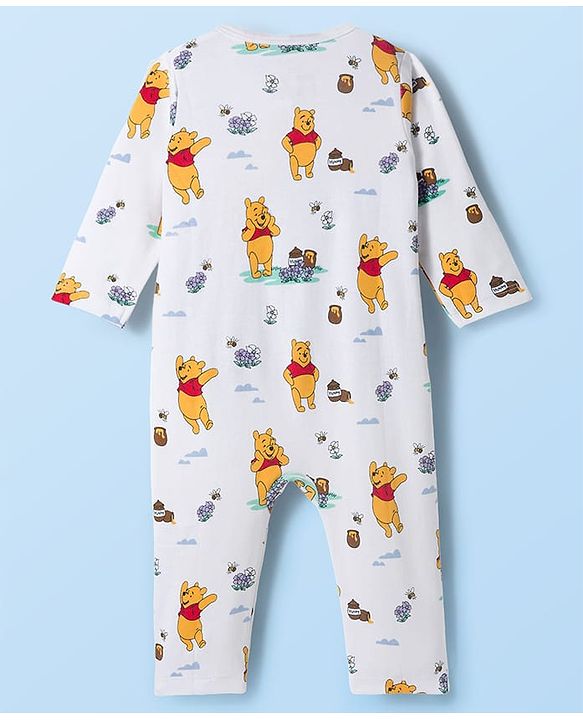 Babyhug Disney Interlock Knit Full Sleeves Romper with Winnie the Pooh Graphic Pack of 3 - White Lavender & Sea Green