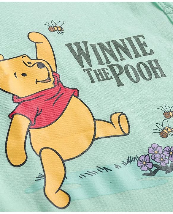 Babyhug Disney Interlock Knit Full Sleeves Romper with Winnie the Pooh Graphic Pack of 3 - White Lavender & Sea Green