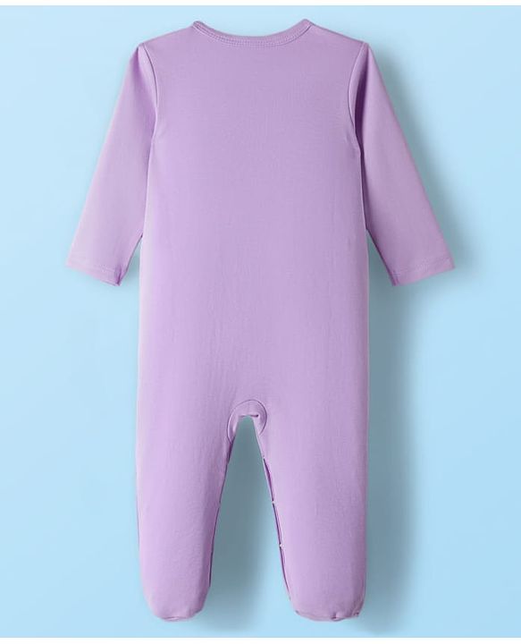 Babyhug Disney Interlock Knit Full Sleeves Sleepsuit With Winnie the Pooh Print Pack of 2 - White & Purple