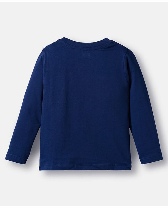 Babyhug 100% Cotton Knit Full Sleeves T-Shirts with Stripe & Happy & Goal Time Text Print Pack of 3 - Navy Blue & Lime Green