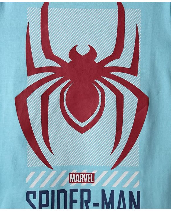 Pine Kids Marvel Single Jersey Knit Full Sleeves T-Shirt with Spider-Man Graphic - Light Blue