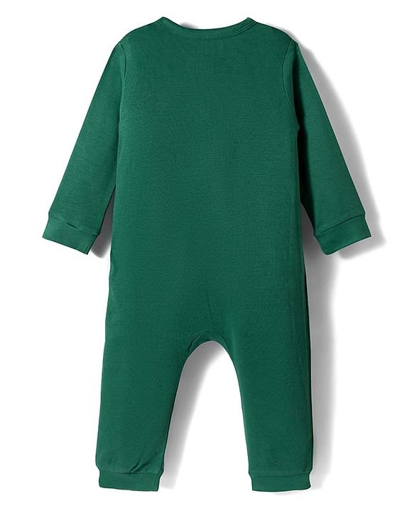 Babyhug Disney Interlock Knit Full Sleeves Romper With Mickey Mouse & Friends Print - Green
