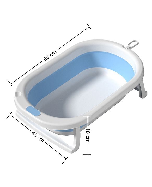 Babyhug Foldable Baby Bathtub - Blue - Free Size| Ideal for Infants & Toddlers| For Boys & Girls| Drain Plug| Non-slip Base| Travel Friendly| Compact Fold for Easy Storing