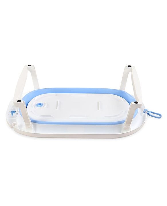 Babyhug Foldable Baby Bathtub - Blue - Free Size| Ideal for Infants & Toddlers| For Boys & Girls| Drain Plug| Non-slip Base| Travel Friendly| Compact Fold for Easy Storing
