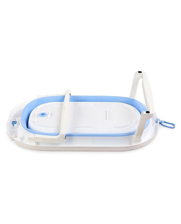 Babyhug Foldable Baby Bathtub - Blue - Free Size| Ideal for Infants & Toddlers| For Boys & Girls| Drain Plug| Non-slip Base| Travel Friendly| Compact Fold for Easy Storing
