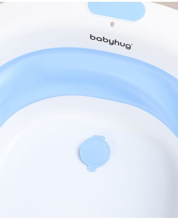 Babyhug Foldable Baby Bathtub - Blue - Free Size| Ideal for Infants & Toddlers| For Boys & Girls| Drain Plug| Non-slip Base| Travel Friendly| Compact Fold for Easy Storing