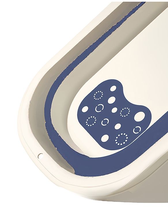 Babyhug Foldable Baby Bathtub - Blue - Free Size| Ideal for Infants & Toddlers| For Boys & Girls| Drain Plug| Non-slip Base| Travel Friendly| Compact Fold for Easy Storing