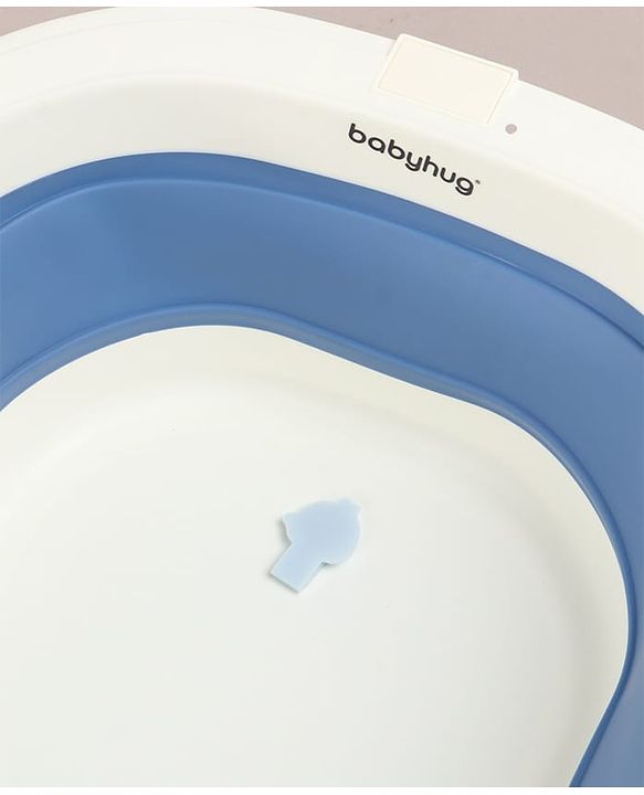 Babyhug Foldable Baby Bathtub - Blue - Free Size| Ideal for Infants & Toddlers| For Boys & Girls| Drain Plug| Non-slip Base| Travel Friendly| Compact Fold for Easy Storing