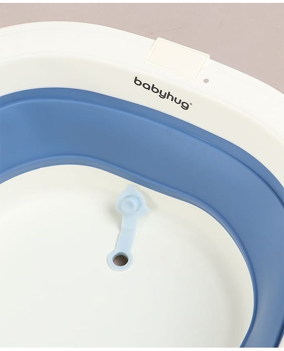 Babyhug Foldable Baby Bathtub - Blue - Free Size| Ideal for Infants & Toddlers| For Boys & Girls| Drain Plug| Non-slip Base| Travel Friendly| Compact Fold for Easy Storing