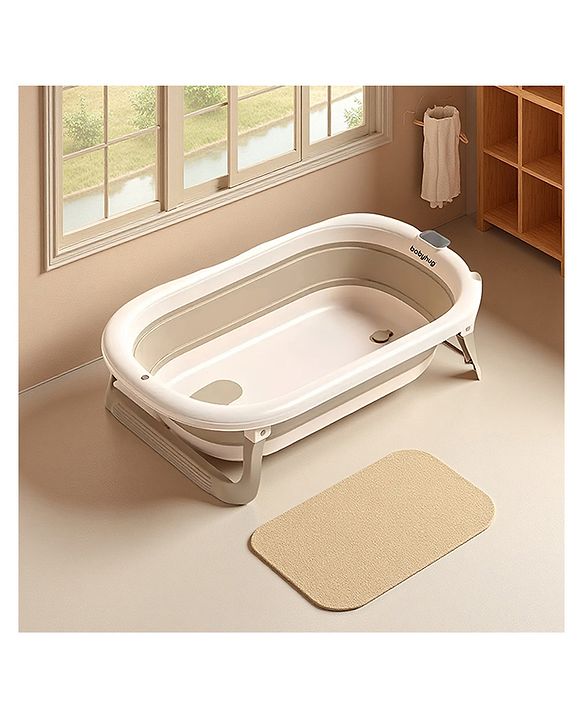 Babyhug Foldable Baby Bathtub - Blue - Free Size| Ideal for Infants & Toddlers| For Boys & Girls| Drain Plug| Non-slip Base| Travel Friendly| Compact Fold for Easy Storing