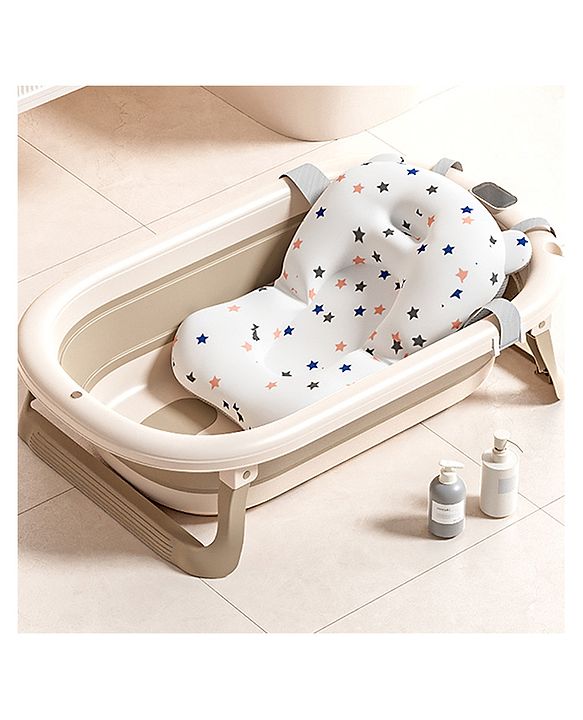 Babyhug Foldable Baby Bathtub - Blue - Free Size| Ideal for Infants & Toddlers| For Boys & Girls| Drain Plug| Non-slip Base| Travel Friendly| Compact Fold for Easy Storing