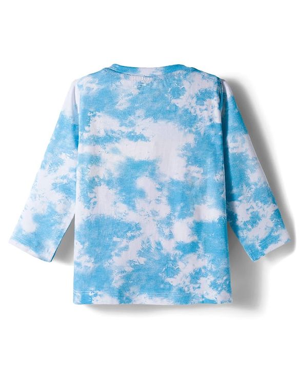 Babyhug 100% Cotton Knit Full Sleeves T-Shirt with Smiley & Be Kind Text Print - Blue