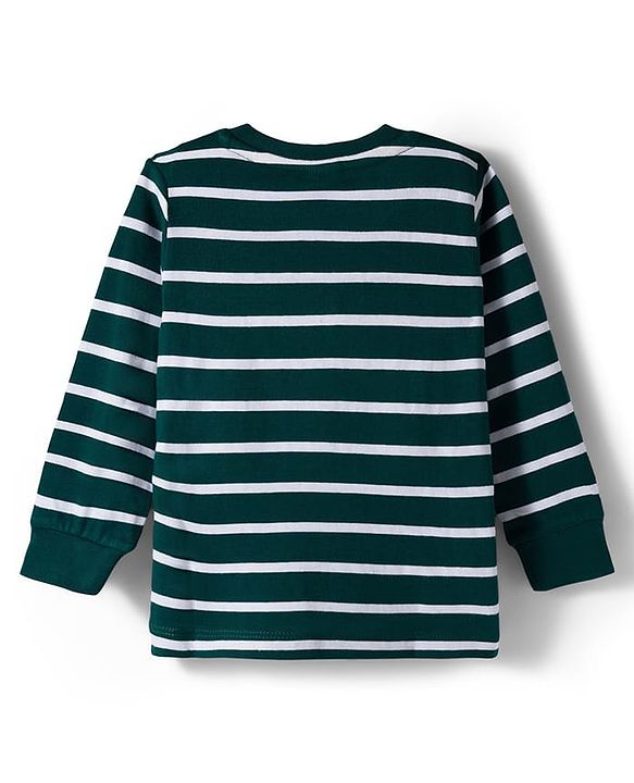 Babyhug 100% Cotton Knit Full Sleeves T-Shirt with Tiger Patch Embroidery - Dark Green