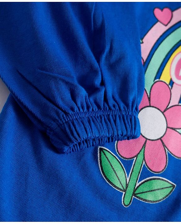 Babyhug 100% Cotton Knit Full Sleeves T-Shirt with Be Awesome Text Print - Royal Blue