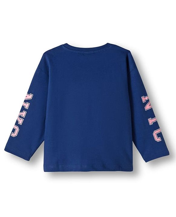 Babyhug 100% Cotton Knit Full Sleeves T-Shirt with Sport Theme Print - Royal Blue