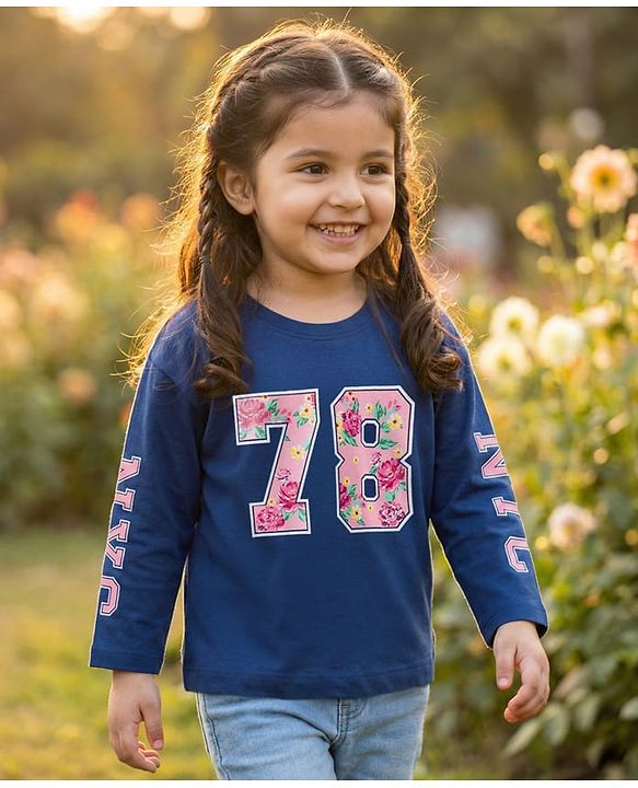 Babyhug 100% Cotton Knit Full Sleeves T-Shirt with Sport Theme Print - Royal Blue