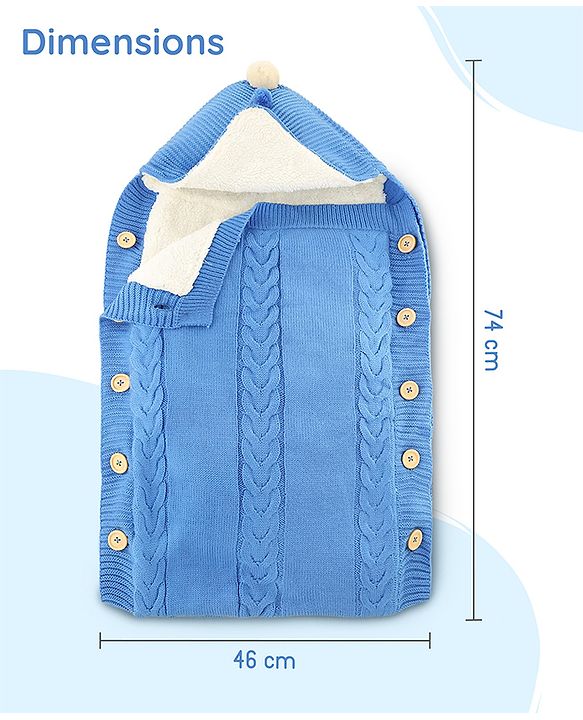 Babyhug Premium Hooded Knitted Blanket Sleeping Bag with Soft Fur Lining - Brown| Warm & Cozy Winter Wrapper| Machine Washable| Button Closure