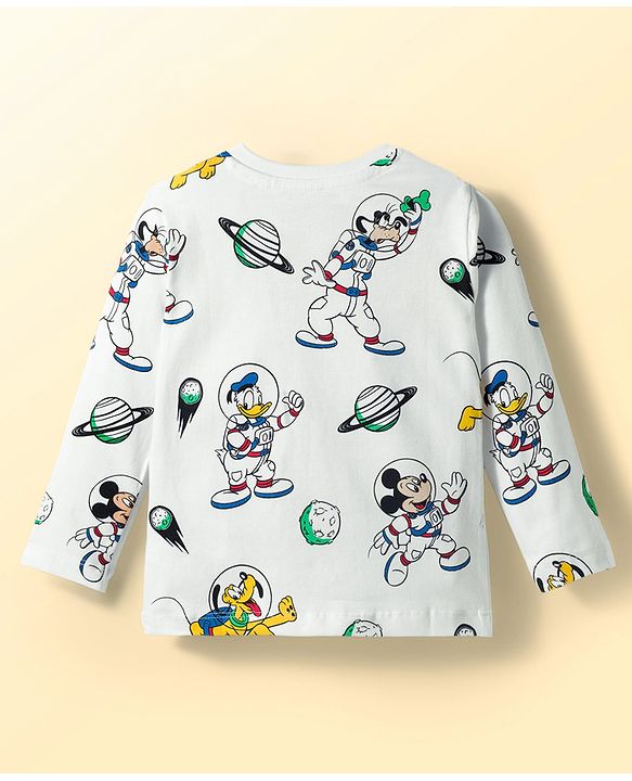 Babyhug Disney Single Jersey Knit Full Sleeves T-Shirts with Mickey & Friend Graphic Pack of 3 - Red Blue & White