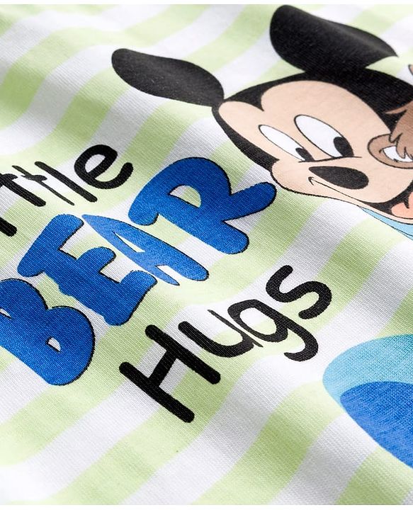 Babyhug Disney Single Jersey Knit Sleeveless Vest with Mickey Mouse Graphic Pack of 3 - Light Blue White & Light Green