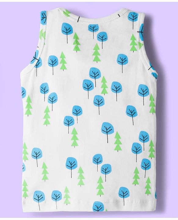 Babyhug Disney Single Jersey Knit Sleeveless Vest with Mickey Mouse Graphic Pack of 3 - Light Blue White & Light Green