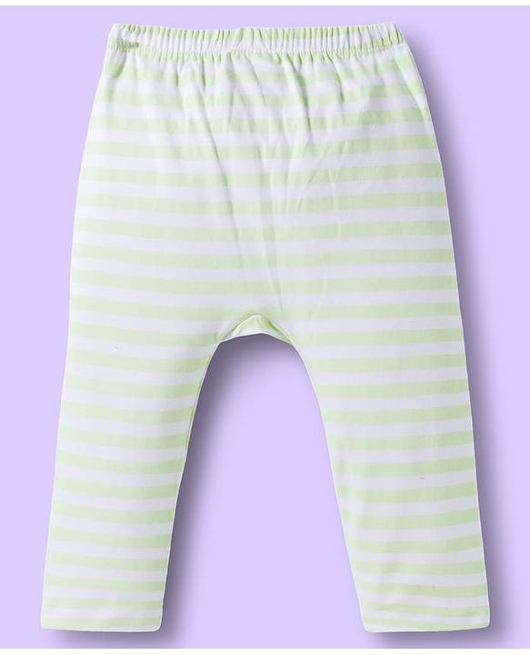 Babyhug Disney Interlock Knit Full Length Diaper Leggings With Mickey Mouse Print Pack Of 3 - Light Blue White & Green