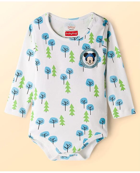 Babyhug Disney Interlock Knit Full Sleeves Onesies with Minnie Mouse Graphic Pack of 3 - Light Green Light Blue & White